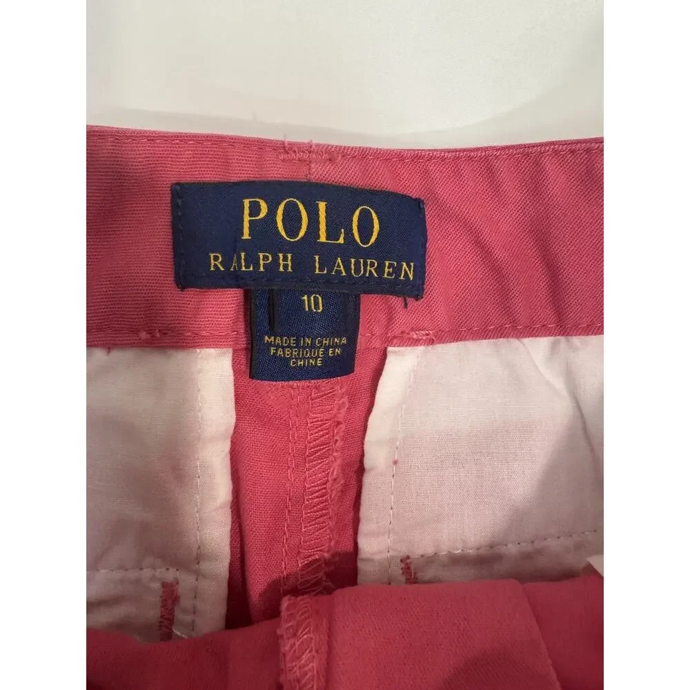 NWOT Polo Ralph Lauren Stretch Chino Shorts Pink Boys Size 10 Preppy Golf Luxury